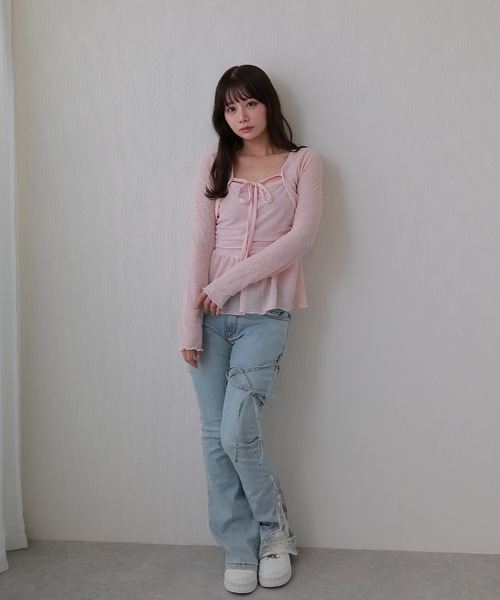 M DOLLY(エムドリー)の「sheer gioia ribbon peplum tops / シアージョイアリボンペプラムトップス(その他トップス・レディース・ブラック/ピンク・FREE)」の13枚目の写真
