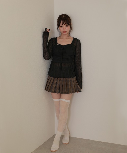 M DOLLY(エムドリー)の「sheer gioia ribbon peplum tops / シアージョイアリボンペプラムトップス(その他トップス・レディース・ブラック/ピンク・FREE)」の8枚目の写真