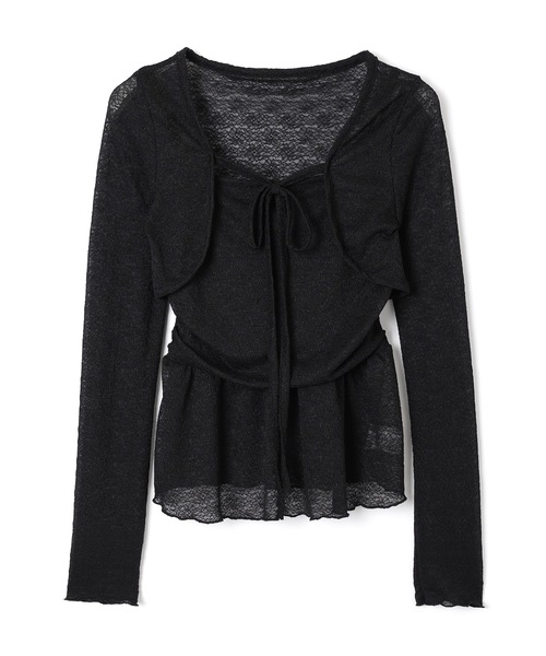 M DOLLY(エムドリー)の「sheer gioia ribbon peplum tops / シアージョイアリボンペプラムトップス(その他トップス・レディース・ブラック/ピンク・FREE)」の14枚目の写真