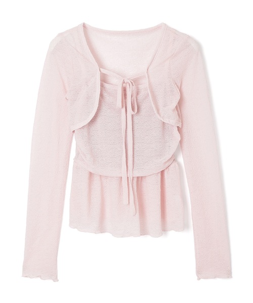 M DOLLY(エムドリー)の「sheer gioia ribbon peplum tops / シアージョイアリボンペプラムトップス(その他トップス・レディース・ブラック/ピンク・FREE)」の15枚目の写真