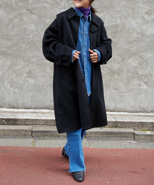 セール】ダブルフェイスステンカラーコート（ステンカラーコート