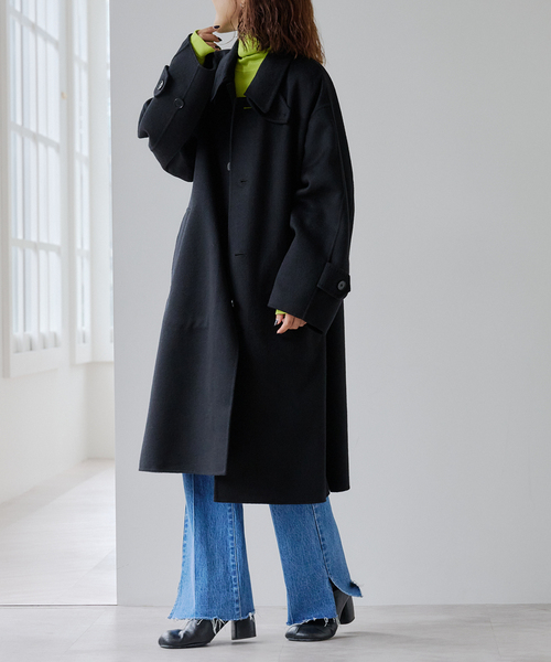 セール】ダブルフェイスステンカラーコート（ステンカラーコート