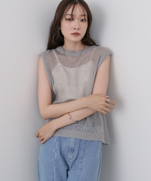Bab(バブ)の「モヘアタッチシアーベスト(ベスト・レディース・グレー/ピンク/チャコールグレー/ホワイト系その他・M)」の17枚目の写真