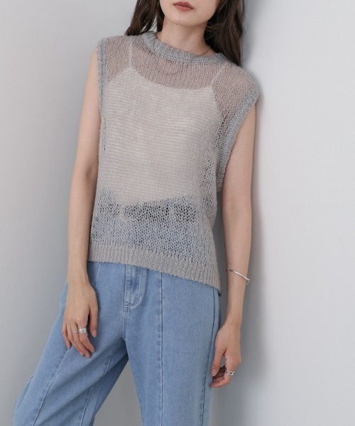 Bab(バブ)の「モヘアタッチシアーベスト(ベスト・レディース・グレー/ピンク/チャコールグレー/ホワイト系その他・M)」の19枚目の写真