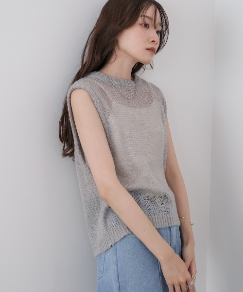 Bab(バブ)の「モヘアタッチシアーベスト(ベスト・レディース・グレー/ピンク/チャコールグレー/ホワイト系その他・M)」の20枚目の写真