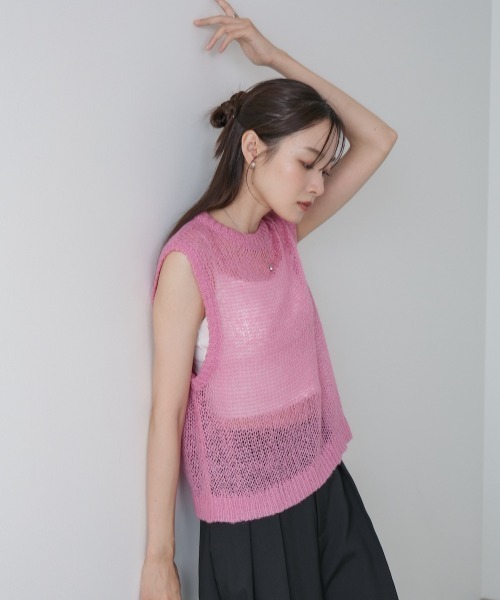 Bab(バブ)の「モヘアタッチシアーベスト(ベスト・レディース・グレー/ピンク/チャコールグレー/ホワイト系その他・M)」の8枚目の写真
