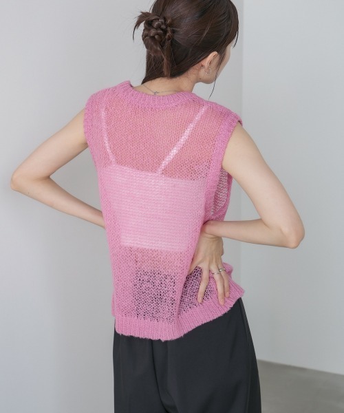 Bab(バブ)の「モヘアタッチシアーベスト(ベスト・レディース・グレー/ピンク/チャコールグレー/ホワイト系その他・M)」の10枚目の写真