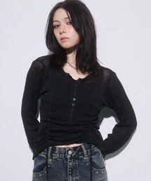 ヘンリーネックドロストニット