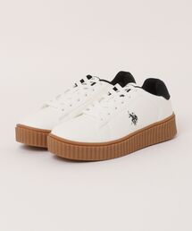 U.S. POLO ASSN.（ユーエスポロアッスン）の「【U.S. POLO ASSN./ユーエスポロアッスン】【上質なPUレザーの高級感】厚底ボリュームソール ワンポイント ローカットスニーカー（スニーカー）」