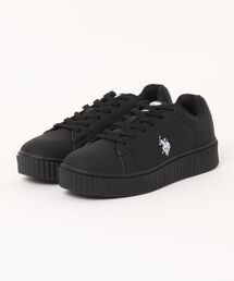 【U.S. POLO ASSN./ユーエスポロアッスン】【上質なPUレザーの高級感】厚底ボリュームソール ワンポイント ローカットスニーカー