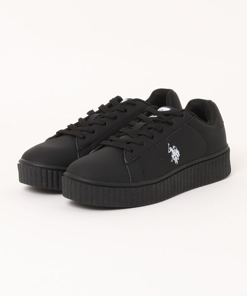 U.S. POLO ASSN.(ユーエスポロアッスン)の「【U.S. POLO ASSN./ユーエスポロアッスン】【上質なPUレザーの高級感】厚底ボリュームソール ワンポイント ローカットスニーカー(スニーカー・メンズ・ホワイト/ネイビー/ブラック・25cm/25.5cm/26cm/26.5cm/27cm)」の2枚目の写真