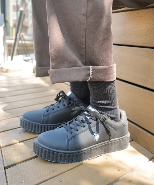 U.S. POLO ASSN.(ユーエスポロアッスン)の「【U.S. POLO ASSN./ユーエスポロアッスン】【上質なPUレザーの高級感】厚底ボリュームソール ワンポイント ローカットスニーカー(スニーカー・メンズ・ホワイト/ネイビー/ブラック・25cm/25.5cm/26cm/26.5cm/27cm)」の11枚目の写真
