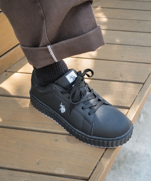 U.S. POLO ASSN.(ユーエスポロアッスン)の「【U.S. POLO ASSN./ユーエスポロアッスン】【上質なPUレザーの高級感】厚底ボリュームソール ワンポイント ローカットスニーカー(スニーカー・メンズ・ホワイト/ネイビー/ブラック・25cm/25.5cm/26cm/26.5cm/27cm)」の14枚目の写真