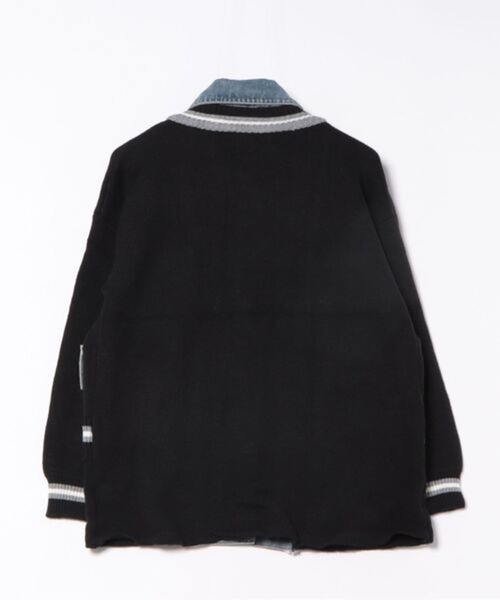 GORGE(ゴージ)の「《ライン切替×デニムコンビ》カジュアル ニットジャケット ブルゾン風アウター 秋冬(ニット/セーター・レディース・アイボリー/グレー/ブラック・F)」の14枚目の写真
