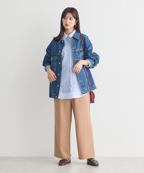 earth music&ecology(アースミュージックアンドエコロジー)の「ビッグデニムジャケット(デニムジャケット・レディース・ライトインディゴブルー/インディゴブルー・FREE)」の8枚目の写真