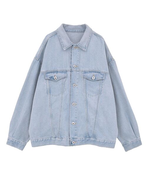 earth music&ecology(アースミュージックアンドエコロジー)の「ビッグデニムジャケット(デニムジャケット・レディース・ライトインディゴブルー/インディゴブルー・FREE)」の4枚目の写真