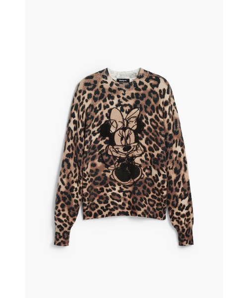 Desigual(デシグアル)の「ミニーマウス刺繍 アニマルプリント クルーネックセーター ニット(ニット/セーター・レディース・ブラウン・XS/S/M/L/XL)」の1枚目の写真