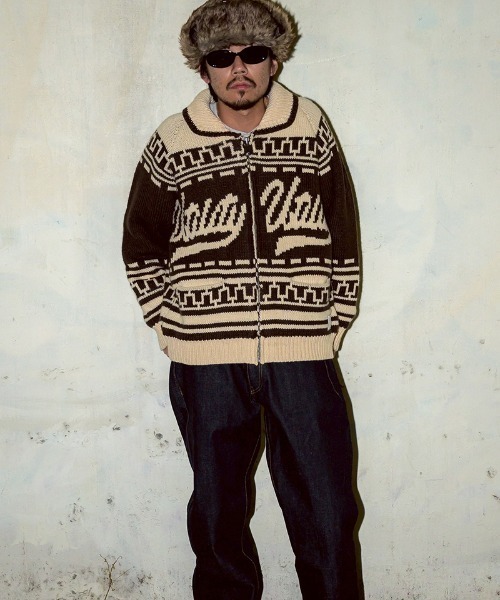 EFFECTEN（エフェクテン）の「mcg3716- Utility cowichan sweater カウチンニット(ef404-05)（カーディガン/ボレロ・メンズ・クリーム/ブラウン・FREE）」の7枚目の写真