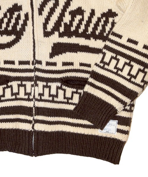 EFFECTEN（エフェクテン）の「mcg3716- Utility cowichan sweater カウチンニット(ef404-05)（カーディガン/ボレロ・メンズ・クリーム/ブラウン・FREE）」の4枚目の写真
