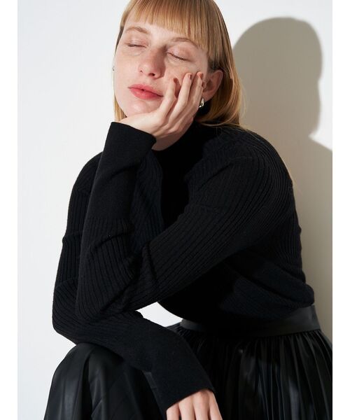 ELENDEEK(エレンディーク)の「ハイネックワイドリブニット(ニット/セーター・レディース・ブラック/レッド/オフホワイト/ライトブルー/ブラウン・FREE)」の3枚目の写真