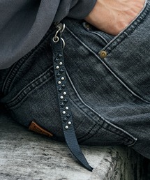 CALEE(L[)CALEE/L[ ROUND & PYRAMID STUDS LEATHER SHORT KEY RING L[O(L[P[X/L[ANZT[)
