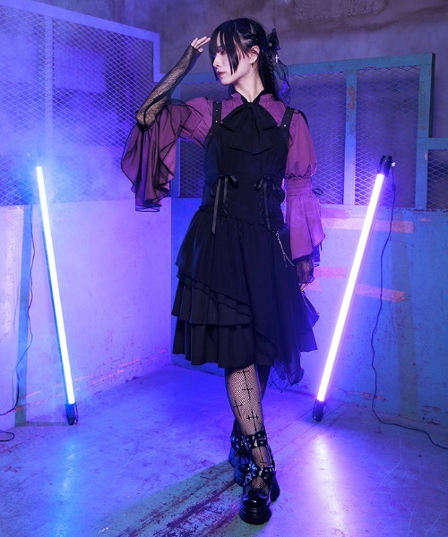 NIBBLE POISON(ニブルポイズン)の「アシメデザインキャミワンピース(ワンピース・レディース・グレー/ブラック/ワイン・MEDIUM)」の7枚目の写真