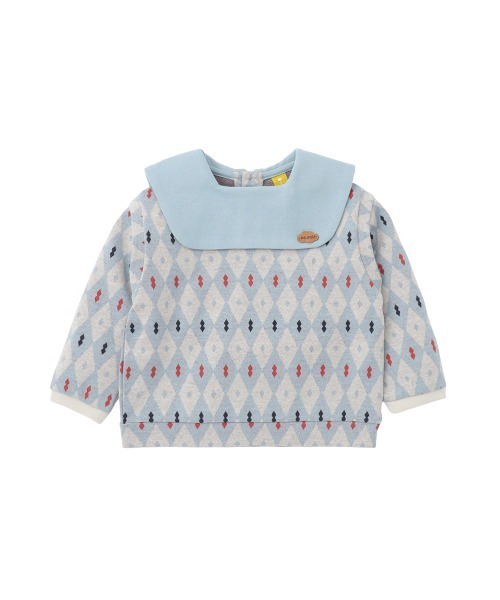 moimoln(モイモルン)の「【日本限定販売】【セットアップ】配色セーラーカラーダイヤ柄トップス&パンツ(セットアップ・キッズ・ライトブルー・80cm/90cm/100cm/110cm/120cm/130cm)」の3枚目の写真