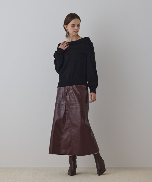 Diagram（ダイアグラム）の「ウールオフショルニットトップ（ニット/セーター・レディース・ボルドー/ブラック/オレンジ・36）」の11枚目の写真