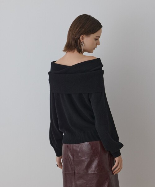 Diagram（ダイアグラム）の「ウールオフショルニットトップ（ニット/セーター・レディース・ボルドー/ブラック/オレンジ・36）」の16枚目の写真