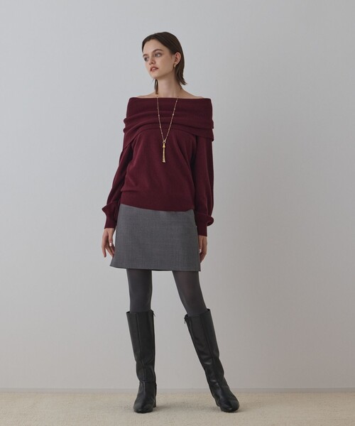 Diagram（ダイアグラム）の「ウールオフショルニットトップ（ニット/セーター・レディース・ボルドー/ブラック/オレンジ・36）」の12枚目の写真