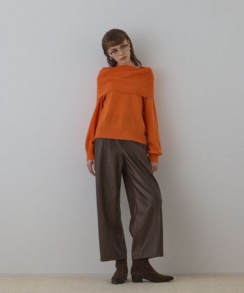 Diagram（ダイアグラム）の「ウールオフショルニットトップ（ニット/セーター・レディース・ボルドー/ブラック/オレンジ・36）」の8枚目の写真