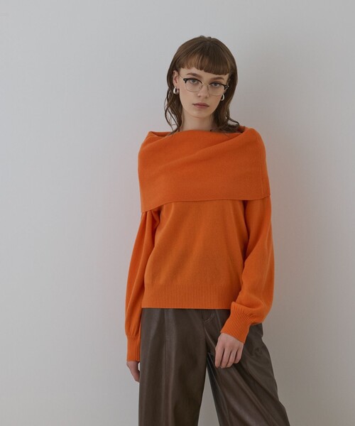 Diagram（ダイアグラム）の「ウールオフショルニットトップ（ニット/セーター・レディース・ボルドー/ブラック/オレンジ・36）」の6枚目の写真