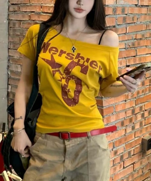 MAISON DE THERESE（メゾン ド テレーズ）の「ロゴプリント半袖Tシャツ（Tシャツ/カットソー・レディース・ネイビー/イエロー/ホワイト/グレー・FREE）」の4枚目の写真