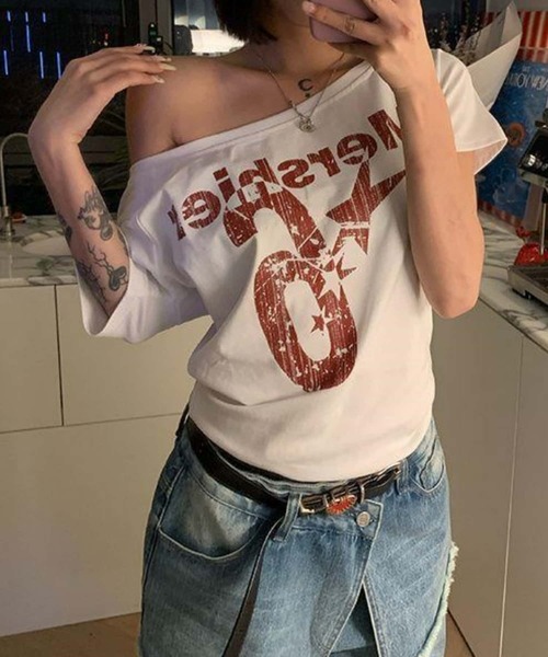 MAISON DE THERESE（メゾン ド テレーズ）の「ロゴプリント半袖Tシャツ（Tシャツ/カットソー・レディース・ネイビー/イエロー/ホワイト/グレー・FREE）」の8枚目の写真