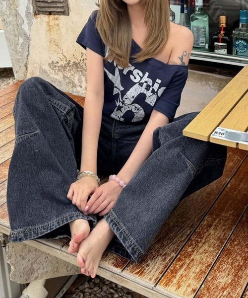 MAISON DE THERESE（メゾン ド テレーズ）の「ロゴプリント半袖Tシャツ（Tシャツ/カットソー・レディース・ネイビー/イエロー/ホワイト/グレー・FREE）」の10枚目の写真