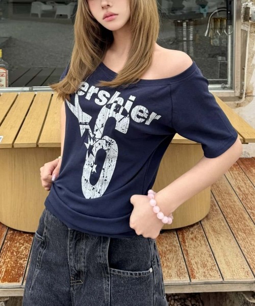 MAISON DE THERESE（メゾン ド テレーズ）の「ロゴプリント半袖Tシャツ（Tシャツ/カットソー・レディース・ネイビー/イエロー/ホワイト/グレー・FREE）」の13枚目の写真