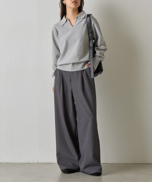 COLONY 2139（コロニートゥーワンスリーナイン）の「ベロアモールスキッパーポロニット（ニット/セーター・レディース・グレー/ブルー/レッド/ベージュ/ブラック・FREE）」の18枚目の写真