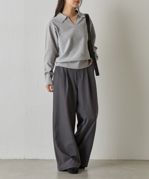 COLONY 2139（コロニートゥーワンスリーナイン）の「ベロアモールスキッパーポロニット（ニット/セーター・レディース・グレー/ブルー/レッド/ベージュ/ブラック・FREE）」の19枚目の写真