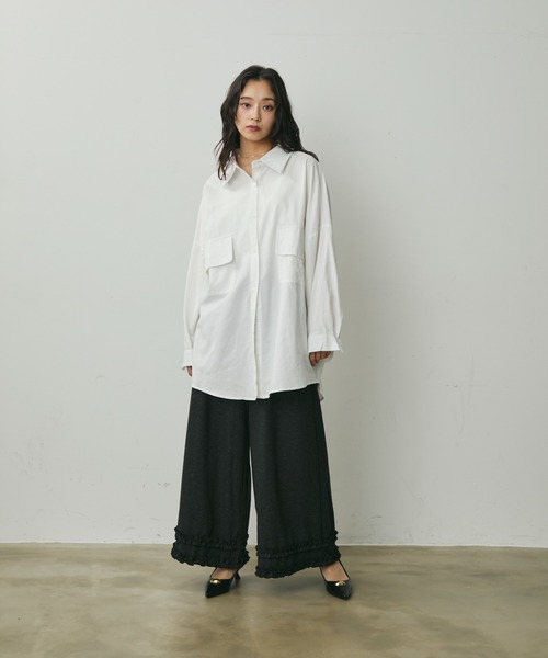 Lunea（ルネア）の「ビッグポケットデザインオーバーシャツ（シャツ/ブラウス・レディース・ブラック/ホワイト・FREE）」の7枚目の写真