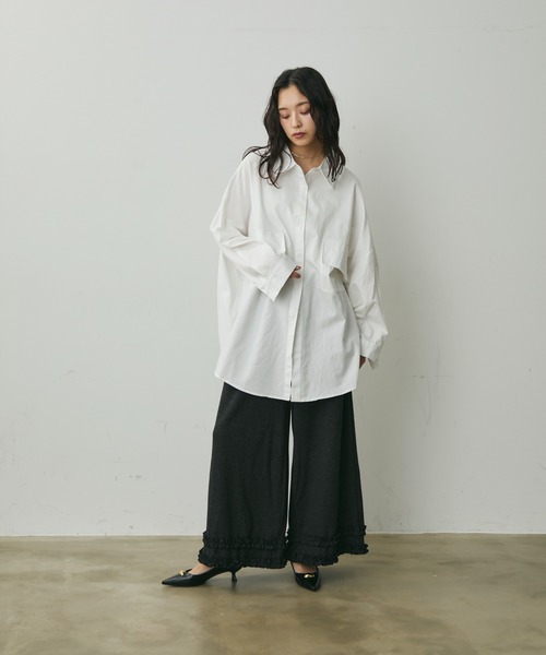 Lunea（ルネア）の「ビッグポケットデザインオーバーシャツ（シャツ/ブラウス・レディース・ブラック/ホワイト・FREE）」の8枚目の写真