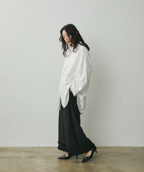 Lunea（ルネア）の「ビッグポケットデザインオーバーシャツ（シャツ/ブラウス・レディース・ブラック/ホワイト・FREE）」の10枚目の写真