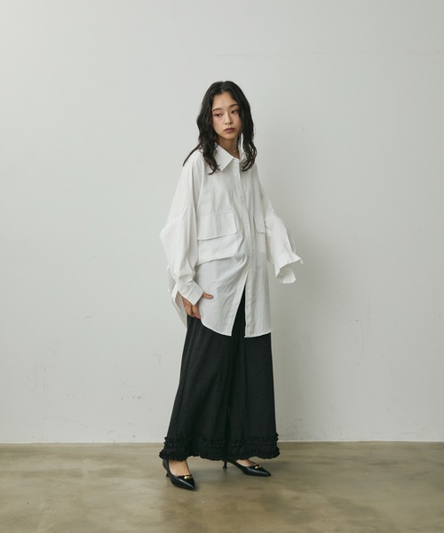 Lunea（ルネア）の「ビッグポケットデザインオーバーシャツ（シャツ/ブラウス・レディース・ブラック/ホワイト・FREE）」の15枚目の写真