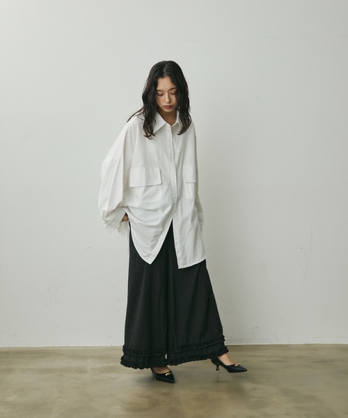 Lunea（ルネア）の「ビッグポケットデザインオーバーシャツ（シャツ/ブラウス・レディース・ブラック/ホワイト・FREE）」の16枚目の写真