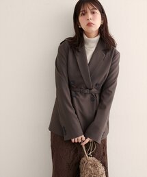 natural couture（ナチュラルクチュール）の「ベルト付きロングテーラージャケット（テーラードジャケット）」