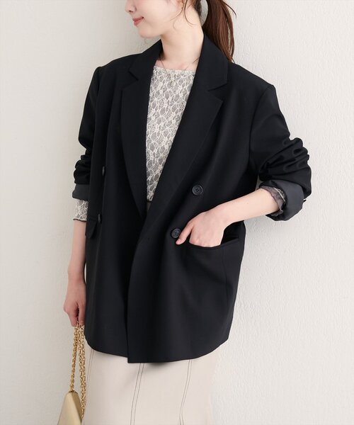 natural couture（ナチュラルクチュール）の「ベルト付きロングテーラージャケット（テーラードジャケット・レディース・ブラック/ブラウン/チャコールグレー・FREE）」の2枚目の写真