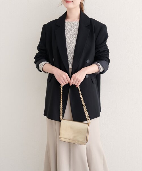 natural couture（ナチュラルクチュール）の「ベルト付きロングテーラージャケット（テーラードジャケット・レディース・ブラック/ブラウン/チャコールグレー・FREE）」の16枚目の写真