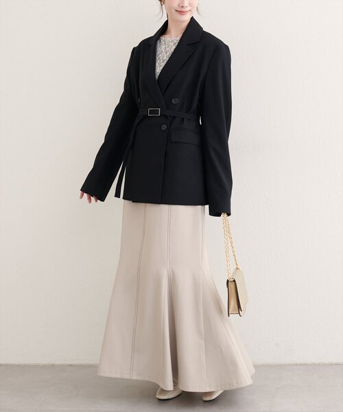 natural couture（ナチュラルクチュール）の「ベルト付きロングテーラージャケット（テーラードジャケット・レディース・ブラック/ブラウン/チャコールグレー・FREE）」の17枚目の写真