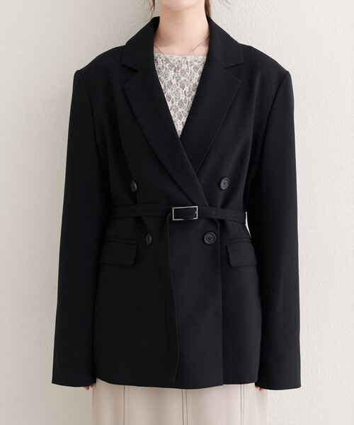 natural couture（ナチュラルクチュール）の「ベルト付きロングテーラージャケット（テーラードジャケット・レディース・ブラック/ブラウン/チャコールグレー・FREE）」の19枚目の写真