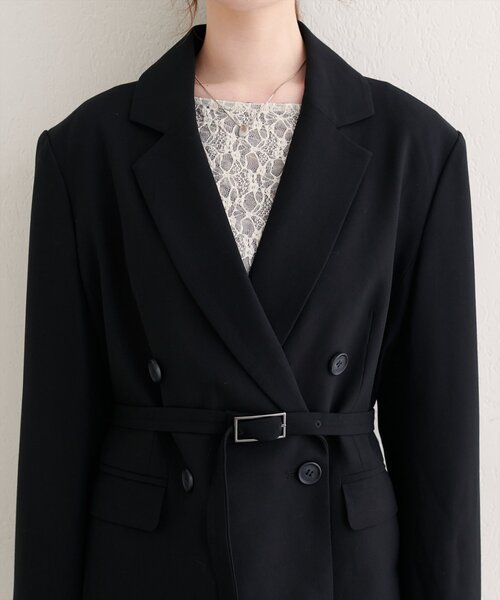 natural couture（ナチュラルクチュール）の「ベルト付きロングテーラージャケット（テーラードジャケット・レディース・ブラック/ブラウン/チャコールグレー・FREE）」の10枚目の写真