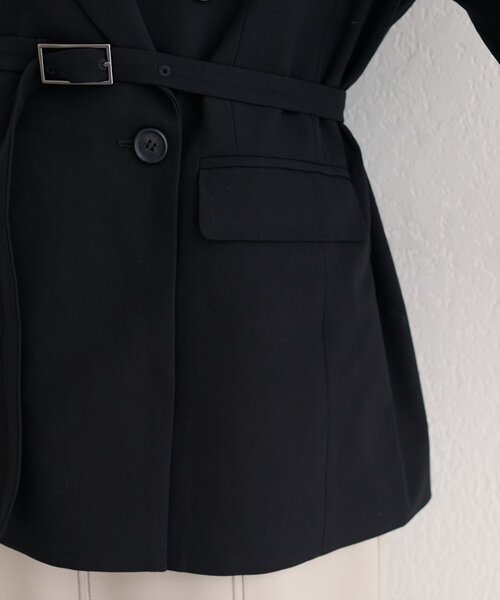 natural couture（ナチュラルクチュール）の「ベルト付きロングテーラージャケット（テーラードジャケット・レディース・ブラック/ブラウン/チャコールグレー・FREE）」の12枚目の写真